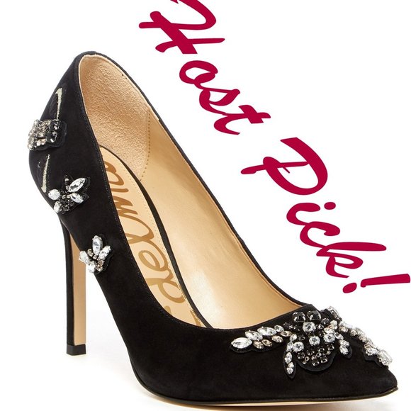 Sam Edelman Shoes - Sam Edelman NEW Stiletto Heel Dress Pump Jewel Embellished Gem Suede Leather🎉HP